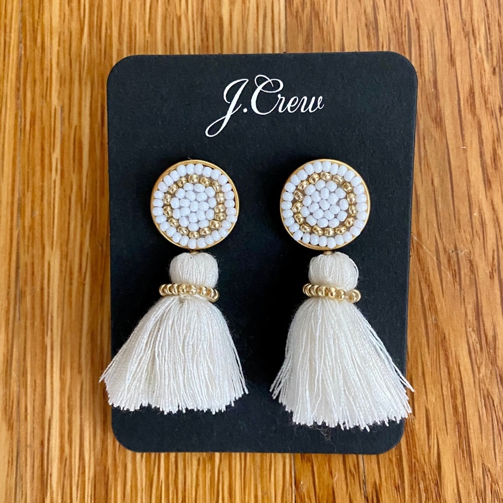 J. Crew Beaded Tassel Stud Earring NWT